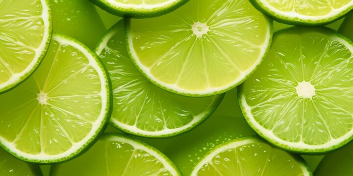 Lime slices background. Generative AI image