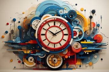 Abstract background with clock. Concept: time. Generative AI
