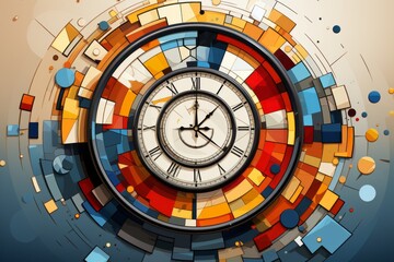Naklejka premium Abstract background with clock. Concept: time. Generative AI