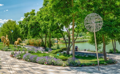 Dubai park in Dobroslav, Odessa region, Ukraine.