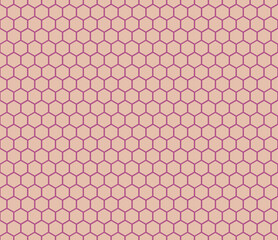 Seamless pink honeycomb pattern. Endless honey comb hexagon pattern.