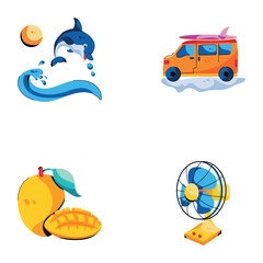 Bundle of Summer Enjoyment Flat Icons 
