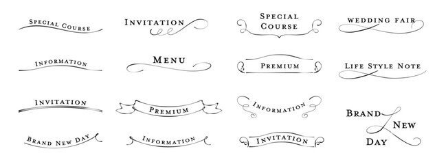 Set of elegant pen calligraphy lines - obrazy, fototapety, plakaty