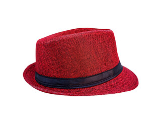 red vintage straw hat for men beach hat PNG transparent