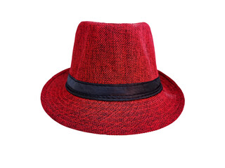 red vintage straw hat for men beach hat PNG transparent