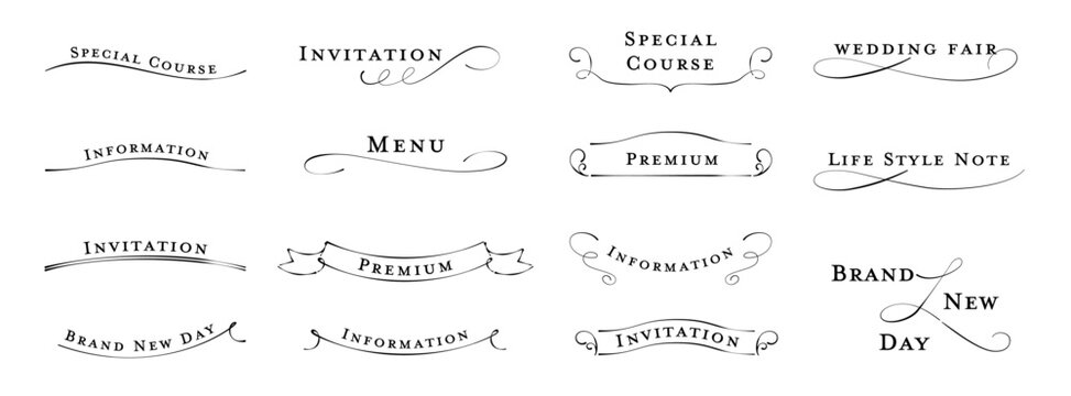 Set Of Elegant Pen Calligraphy Lines