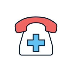 Obraz premium Emergency Phone related vector line icon. Isolated on white background. Vector illustration. Editable stroke
