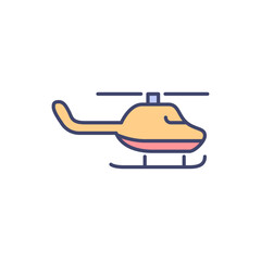 Helicopter related vector line icon. Isolated on white background. Vector illustration. Editable stroke