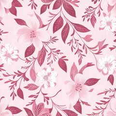 Floral decorative abstract background with pink flowers in scandinavian style