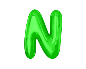 Letter N Green Balloons 3D