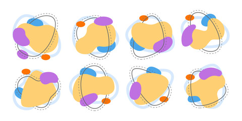 Set of various abstract liquid blob and fluid organic shapes and dynamic elements