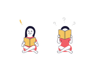 本を読んで難しい内容を理解した女性