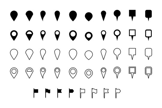 Various map pins icon set