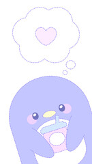 ペンギンと美味しいドリンクイラスト⭐︎PNG