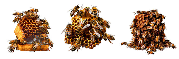 Busy Beehive isolated on white background.  PNG set transparent