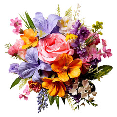 Vibrant Floral bouquet isolated on white background. Transparent background