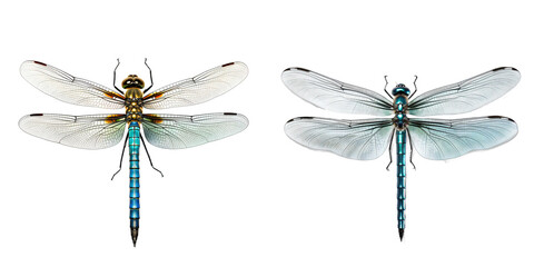 Dragonfly isolated on white background. Transparent image - obrazy, fototapety, plakaty