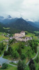 drone photo Tarasp castle Switzeland europe	