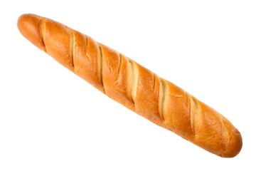 Baguette on a white background. A loaf of bread. Bakery products are isolated on a white background.