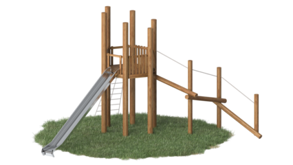 wooden slide playground