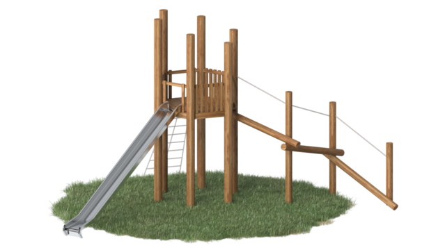 wooden slide playground
