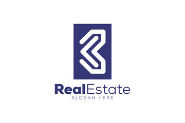 Letter k 3 Real Estate logo design vector template