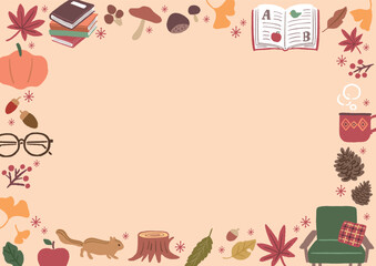 秋イメージのフレームイラスト