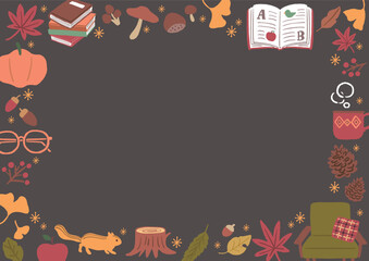 秋イメージのフレームイラスト