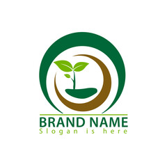Seeds logo design agriculture field plant and concept