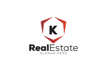 Minimal Letter k Real Estate logo design vector template