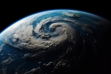 Hurricane from above the planet Earth. Space view