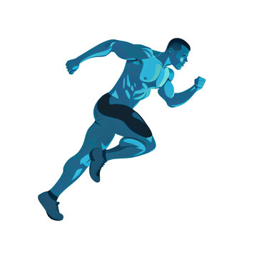 Sprinter, runner vector illustration, transparent background png © Pter