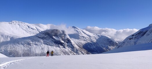 Ski panorama in Norway top touring background