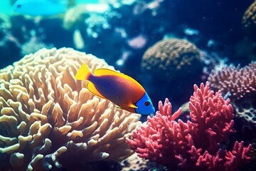 Naklejka na ściany i meble Beautiful coral reef fish photo