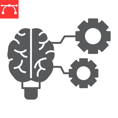 Machine learning glyph icon, technology and artificial intelligence, self-learning vector icon, vector graphics, editable stroke solid sign, eps 10.