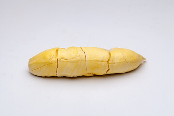 Durian pulp levitate isolated on white background.