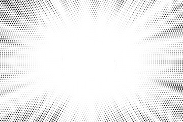 Obraz premium Halftone gradient sun rays pattern. abstract halftone vector dots background. monochrome dots pattern. pop art, comic small dots. star rays halftone poster. shine, explosion. sunrise rays background.