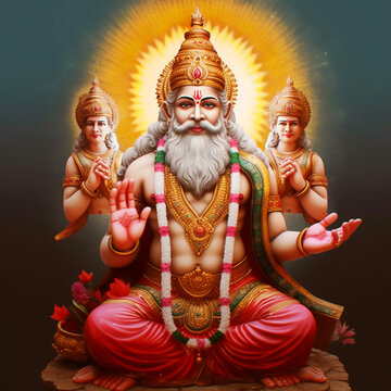 Hindu god Brahma. Generative AI