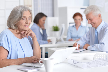 Fototapeta premium senior business woman working in light office