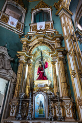 Interior of Ordem Terceira Nossa Senhora Our Lady do Carmo church in Salvador da Bahia in Brazil - obrazy, fototapety, plakaty
