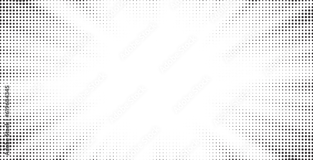 Wall mural halftone gradient sun rays pattern. abstract halftone vector dots background. monochrome dots patter