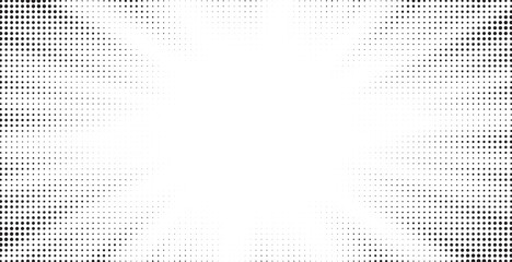 Halftone gradient sun rays pattern. abstract halftone vector dots background. monochrome dots pattern. pop art, comic small dots. star rays halftone poster. shine, explosion. sunrise rays background. © cnh