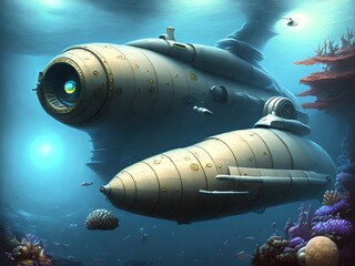 Submarine, Generative AI Illustration
