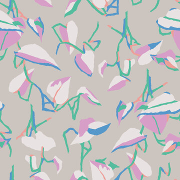 Vector contemporary art leaf illustration seamless repeat pattern © Claramh