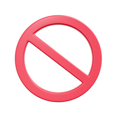3d minimal prohibited icon. restrict symbol. forbidden icon. stop sign. 3d illustration.