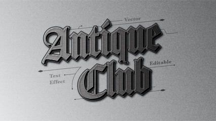 Vintage editable text effect, template 3d style