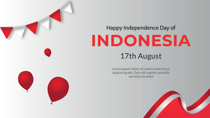 78th years 17 august indonesia independence day banner, Indonesian flag raising illustration. Terus Melaju Untuk Indonesia Maju translates to Keep going for Advanced Indonesia