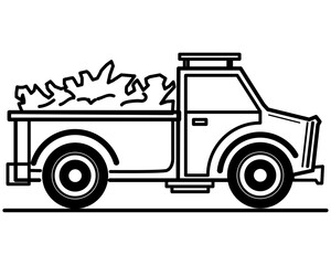 Trucks used to transport agriculture, Agribusiness industry concept with a flat, line art icon.