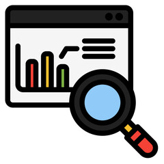 Web analytics icon in filled line style, use for website mobile app presentation