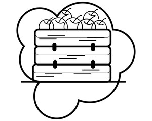 food in a box, Agribusiness industry concept with a flat, line art icon.